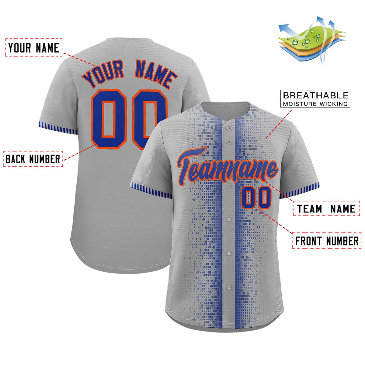 Custom Gray Royal Personalized Phonetic Rhythm Authentic Baseball Jersey | KXKSHOP