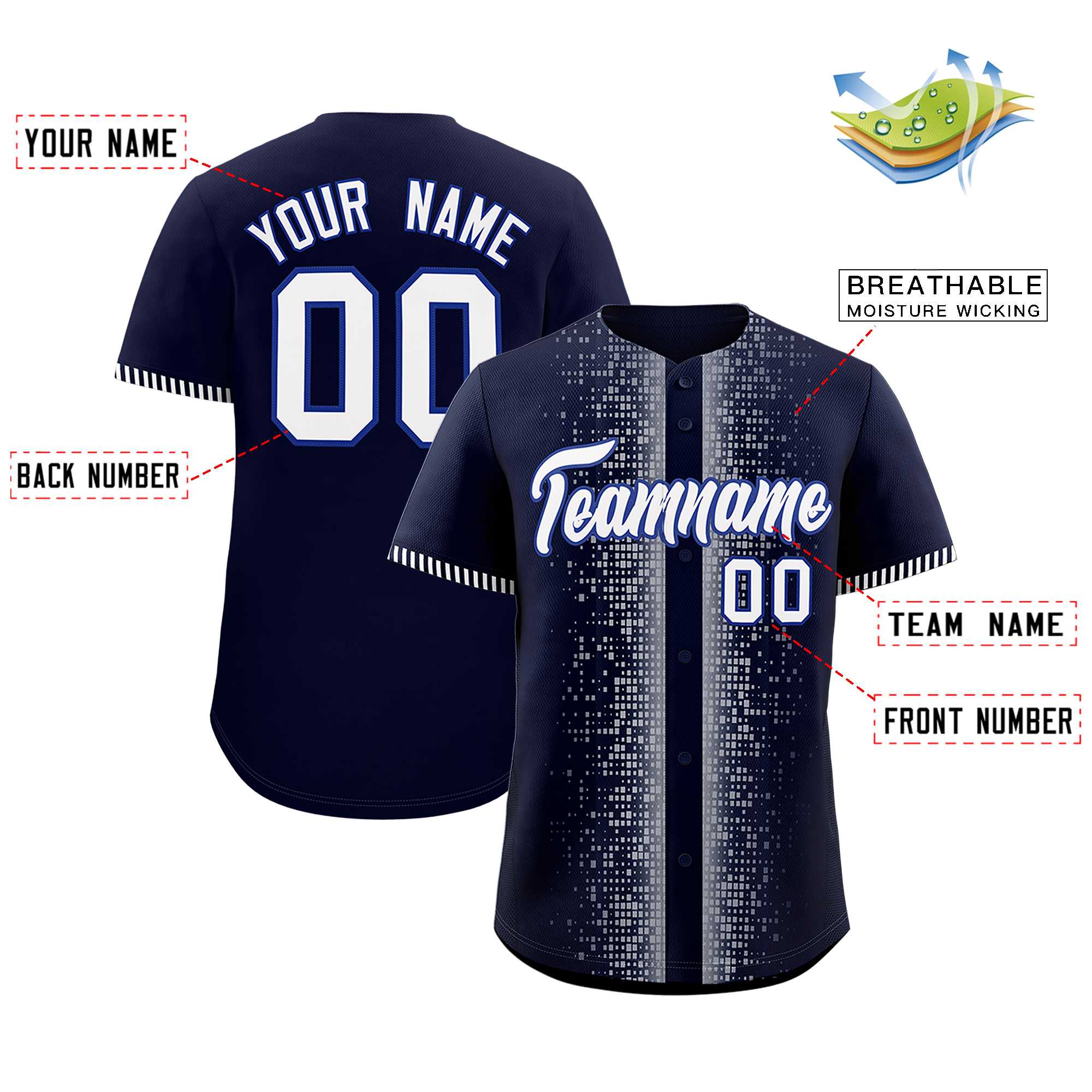 Custom Navy White Personalized Phonetic Rhythm Authentic Baseball Jersey | KXKSHOP