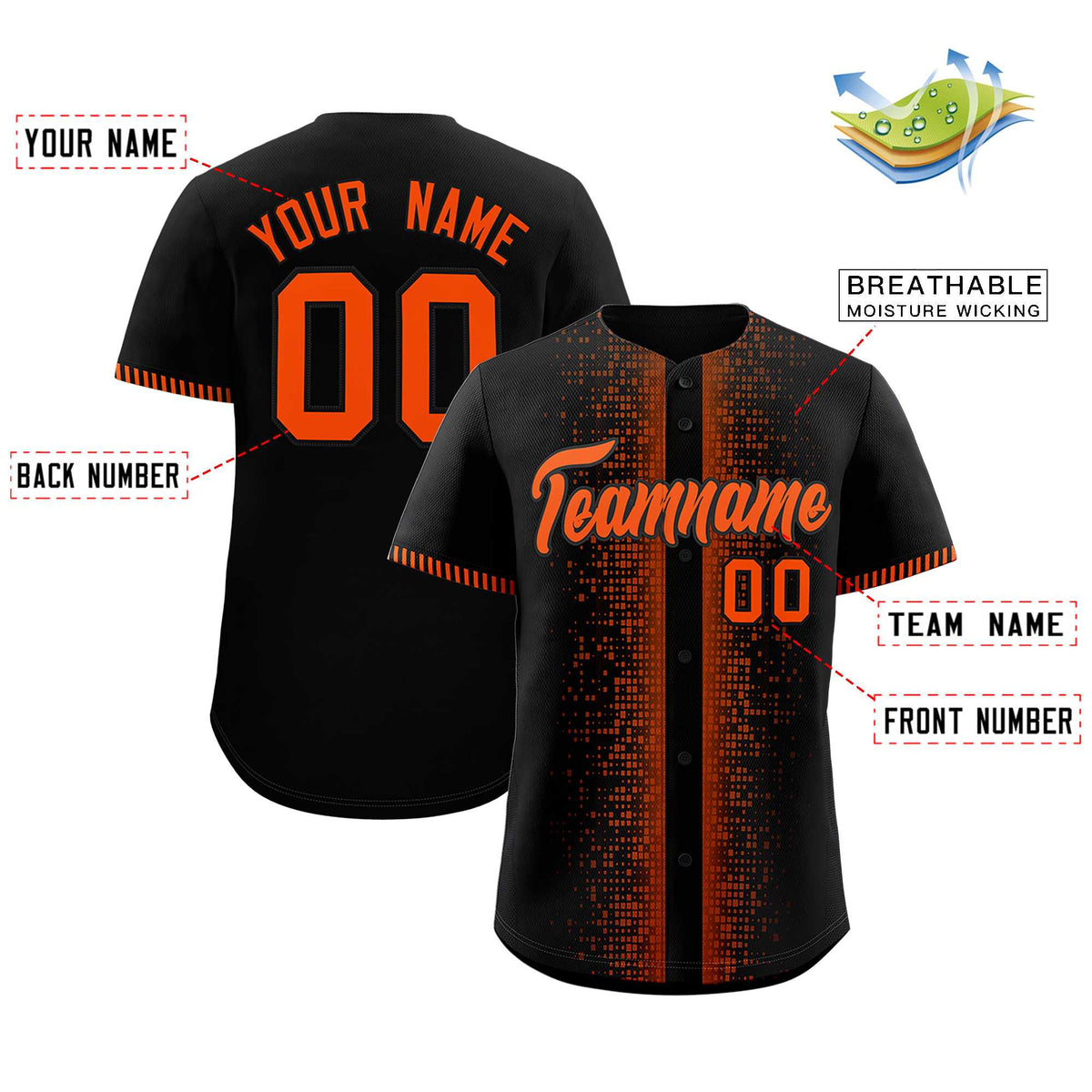 Custom Black Orange Personalized Phonetic Rhythm Authentic Baseball Jersey | KXKSHOP