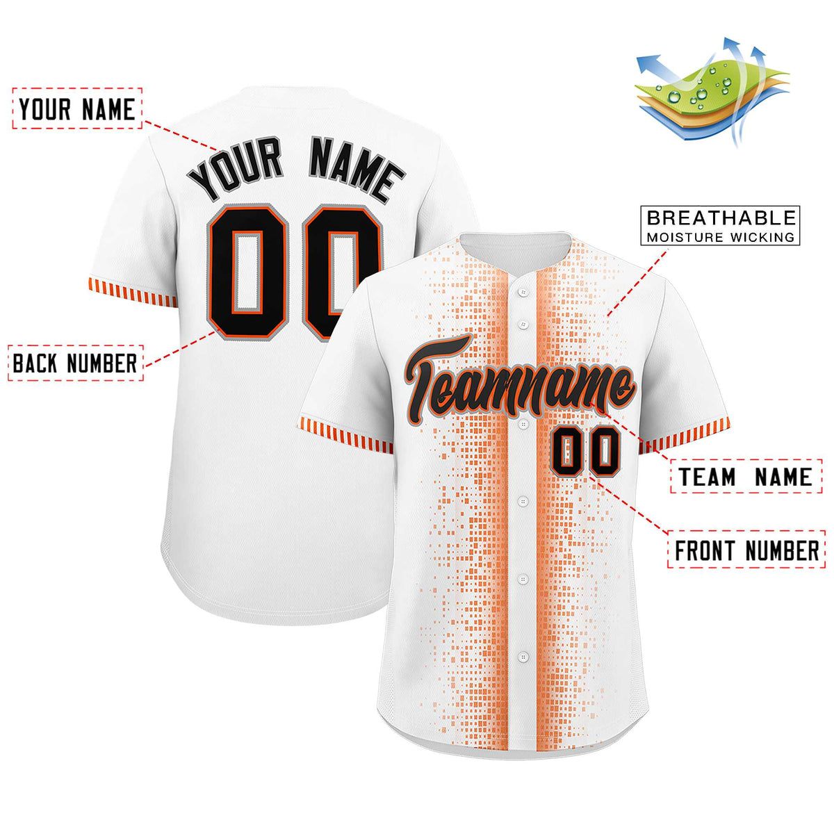 Custom White Orange Personalized Phonetic Rhythm Authentic Baseball Jersey | KXKSHOP