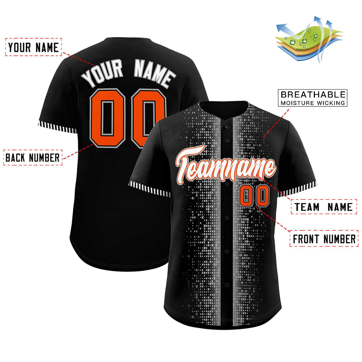 Custom Black Gray Personalized Phonetic Rhythm Authentic Baseball Jersey | KXKSHOP