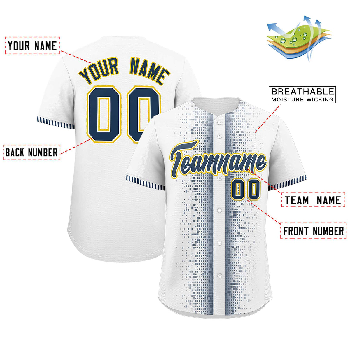 Custom White Midnight Blue Personalized Phonetic Rhythm Authentic Baseball Jersey | KXKSHOP