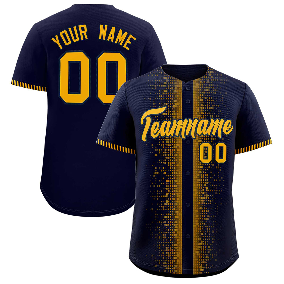 Custom Navy Yellow Personalized Phonetic Rhythm Authentic Baseball Jersey | KXKSHOP