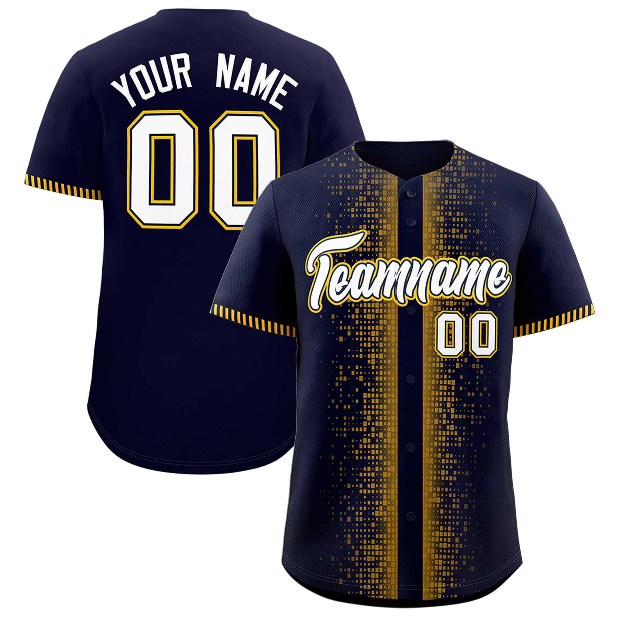 Custom Navy Yellow Personalized Phonetic Rhythm Authentic Baseball Jersey | KXKSHOP