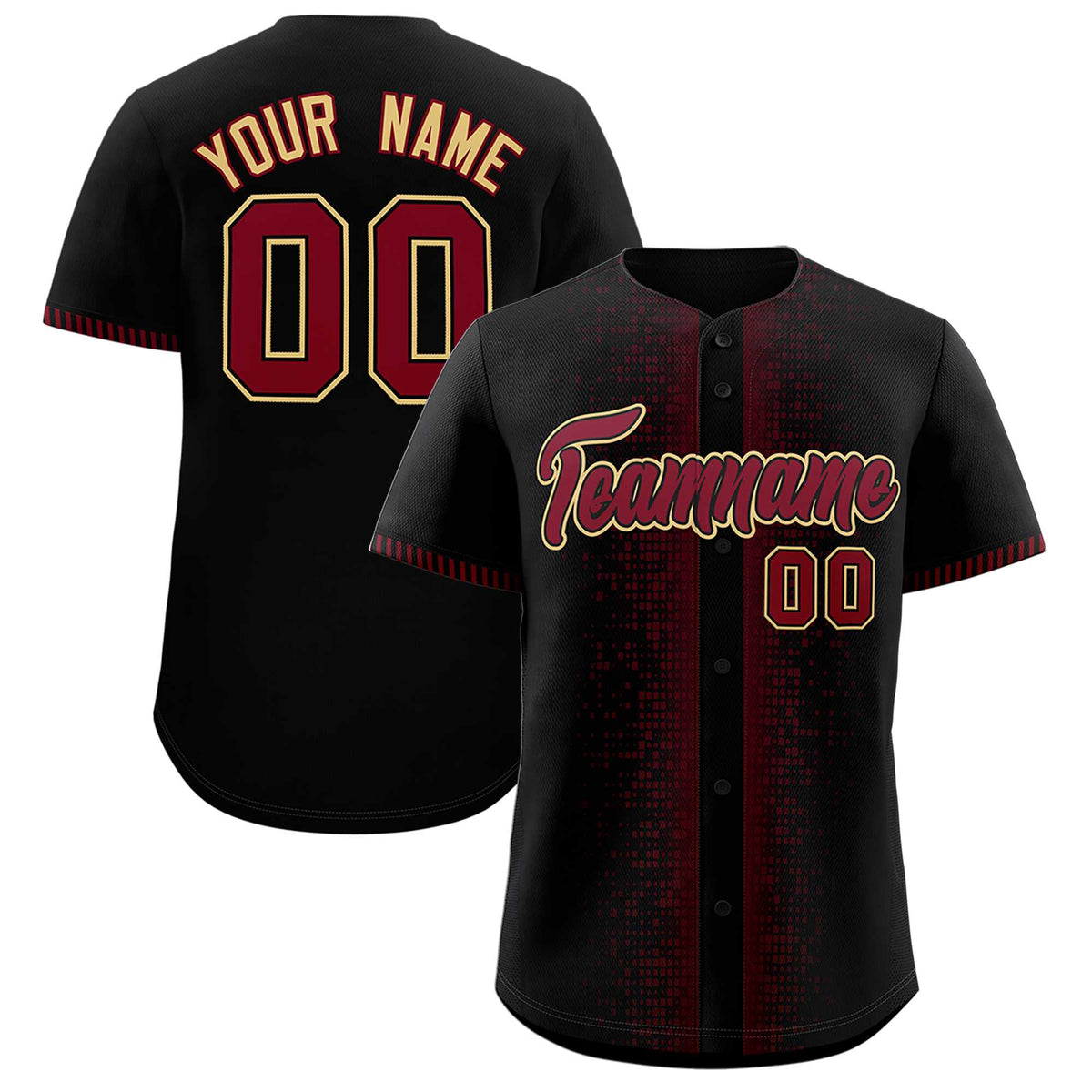 Custom Black Crimson Personalized Phonetic Rhythm Authentic Baseball Jersey | KXKSHOP