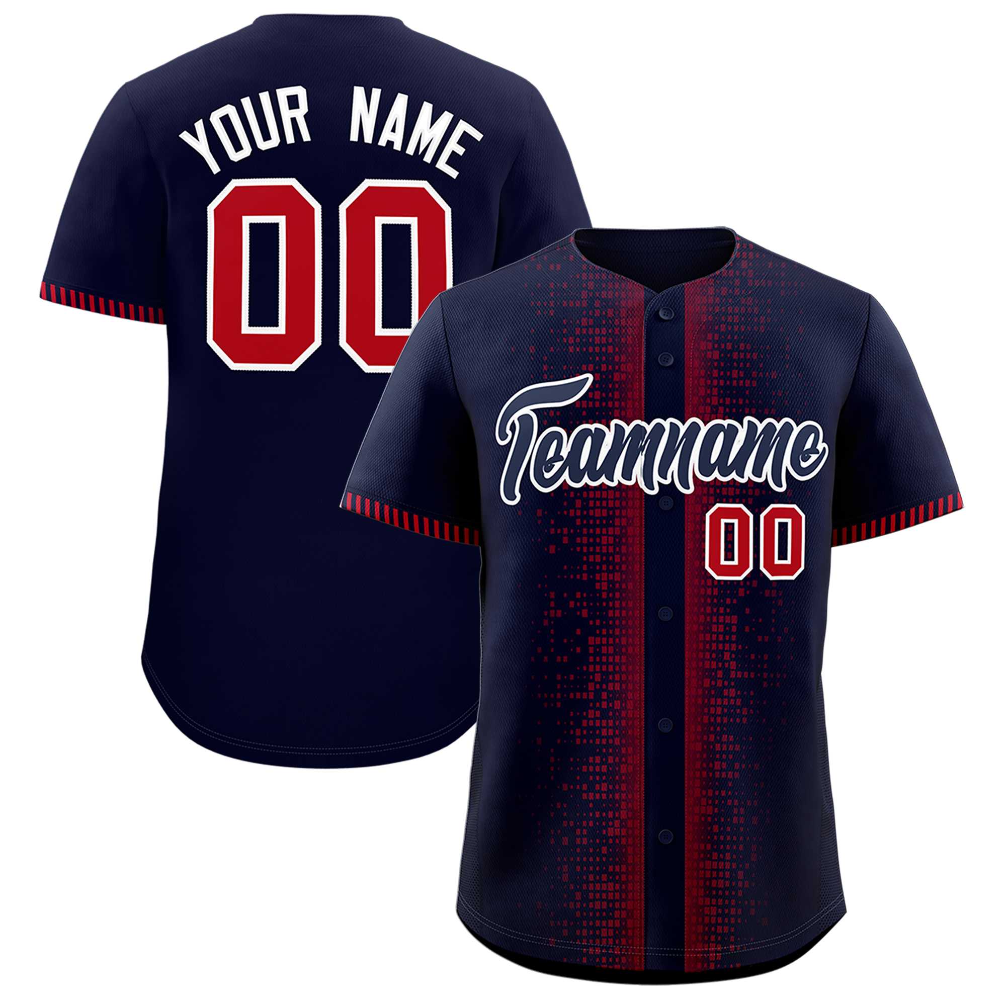 Custom Navy Red Personalized Phonetic Rhythm Authentic Baseball Jersey | KXKSHOP