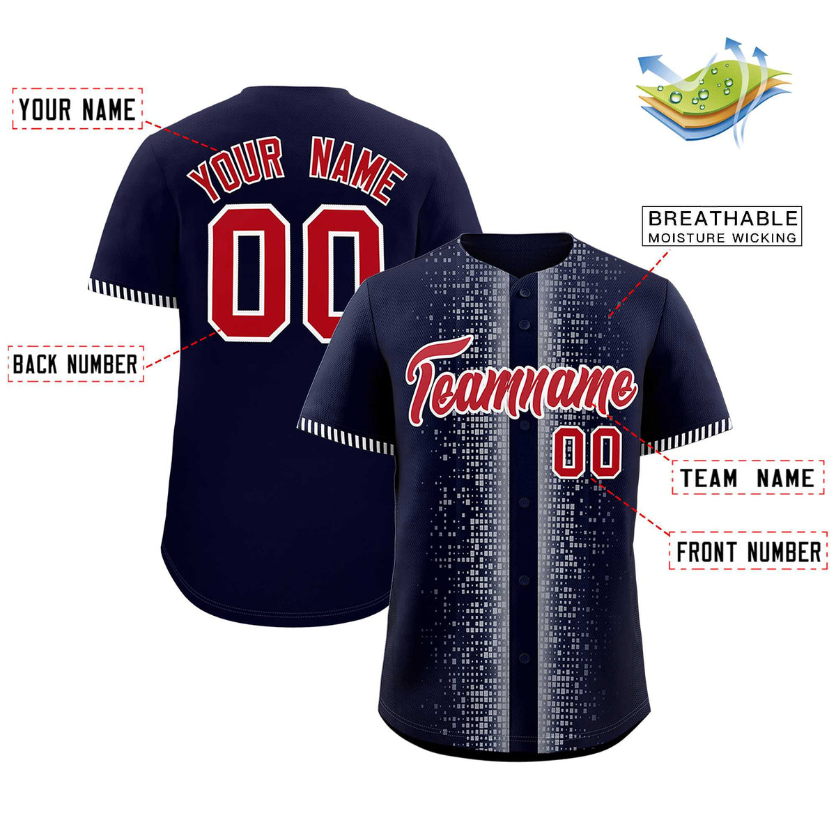 Custom Navy White Personalized Phonetic Rhythm Authentic Baseball Jersey | KXKSHOP