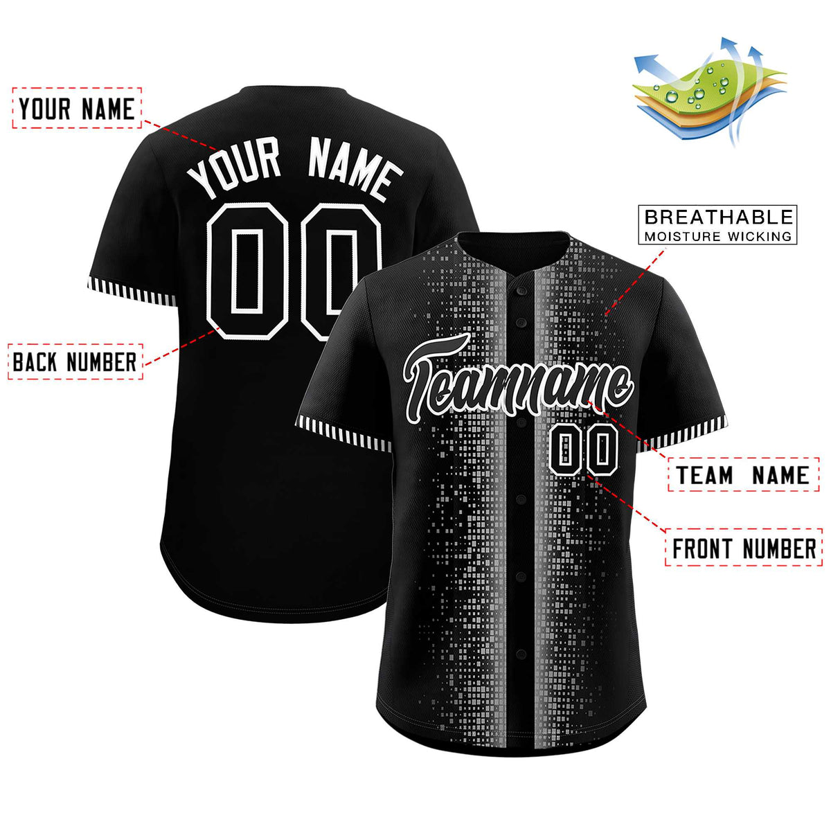 Custom Black White Personalized Phonetic Rhythm Authentic Baseball Jersey | KXKSHOP