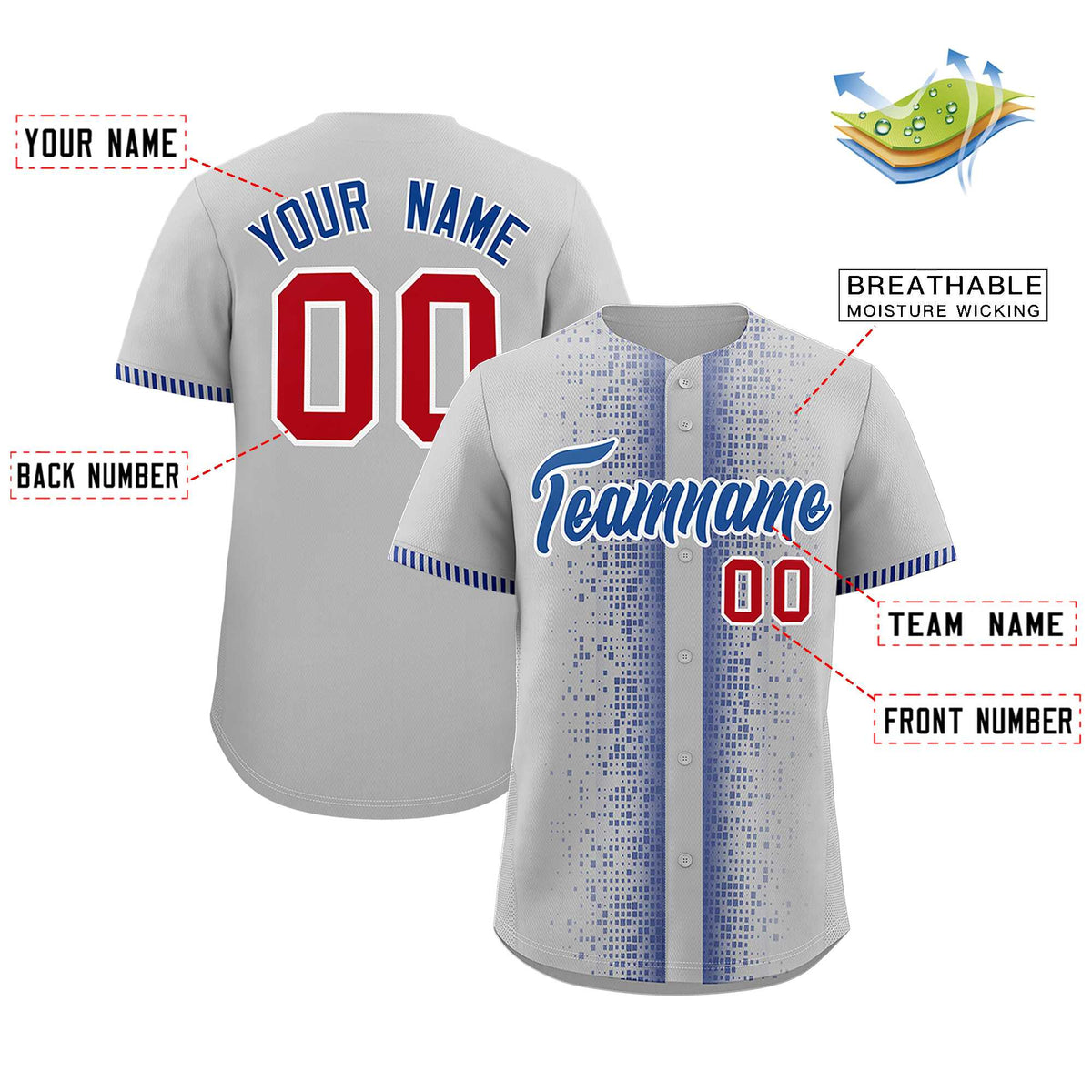 Custom Gray Royal Personalized Phonetic Rhythm Authentic Baseball Jersey | KXKSHOP
