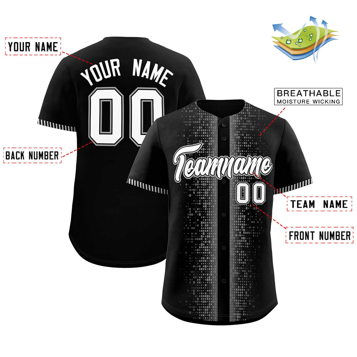Custom Black Gray Personalized Phonetic Rhythm Authentic Baseball Jersey | KXKSHOP