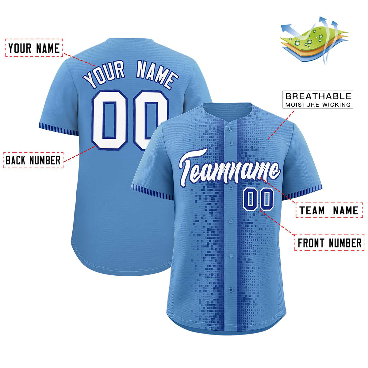 Custom Light Blue Royal Personalized Phonetic Rhythm Authentic Baseball Jersey | KXKSHOP