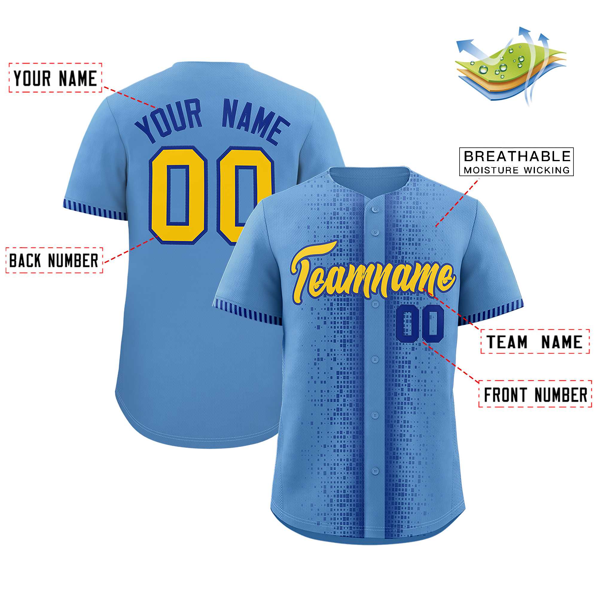 Custom Light Blue Royal Personalized Phonetic Rhythm Authentic Baseball Jersey | KXKSHOP