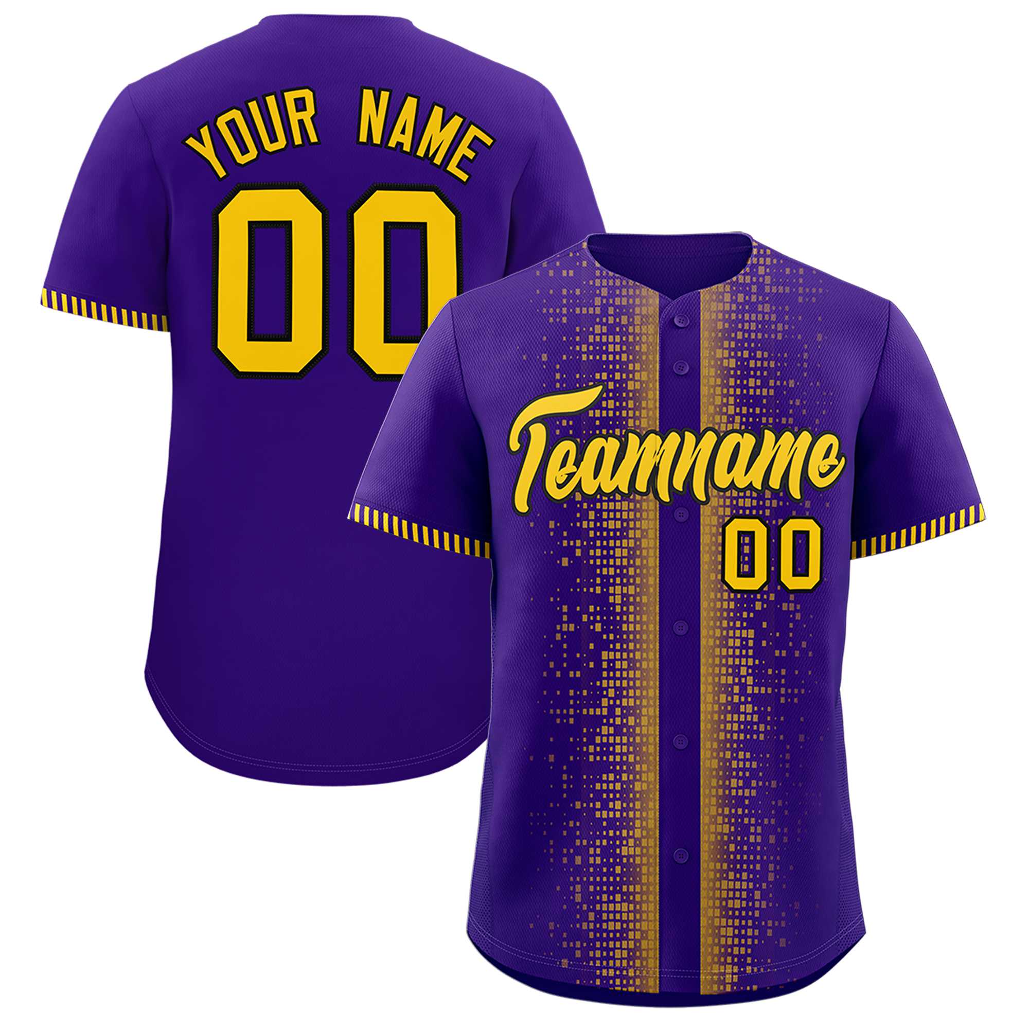 Custom Purple Gold Personalized Phonetic Rhythm Authentic Baseball Jersey | KXKSHOP