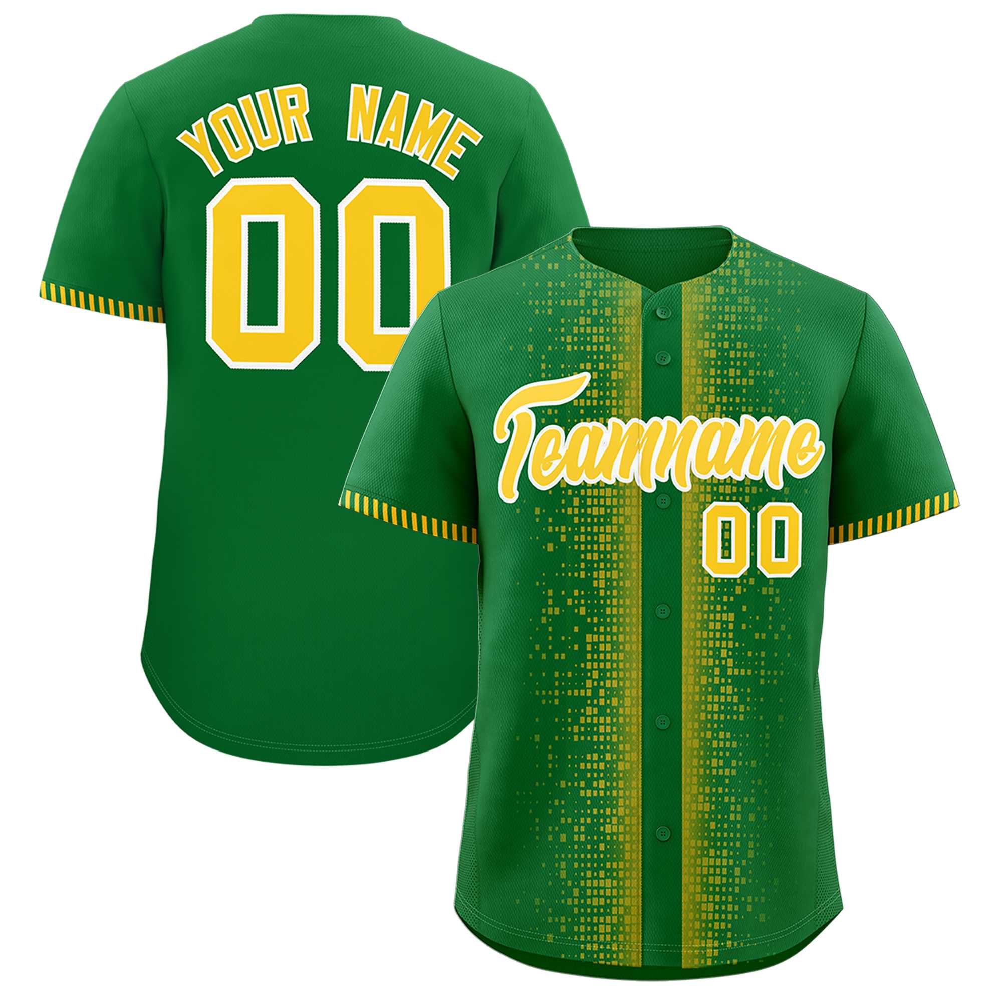 Custom Kelly Green Gold Personalized Phonetic Rhythm Authentic Baseball Jersey | KXKSHOP