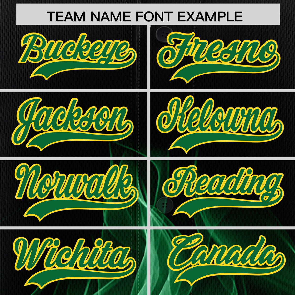 Custom Black Kelly Green Gold Flame Graffiti Pattern Personalization Baseball Jersey| KXKSHOP