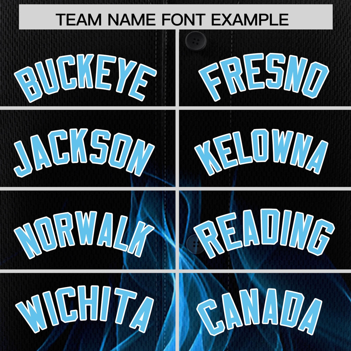 Custom Black Sky Blue White Flame Graffiti Pattern Personalization Baseball Jersey| KXKSHOP