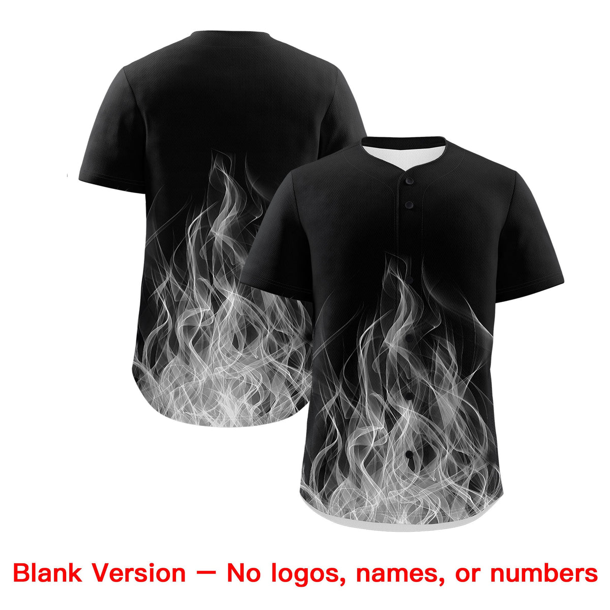 Custom Black White Gray Flame Graffiti Pattern Personalization Baseball Jersey| KXKSHOP