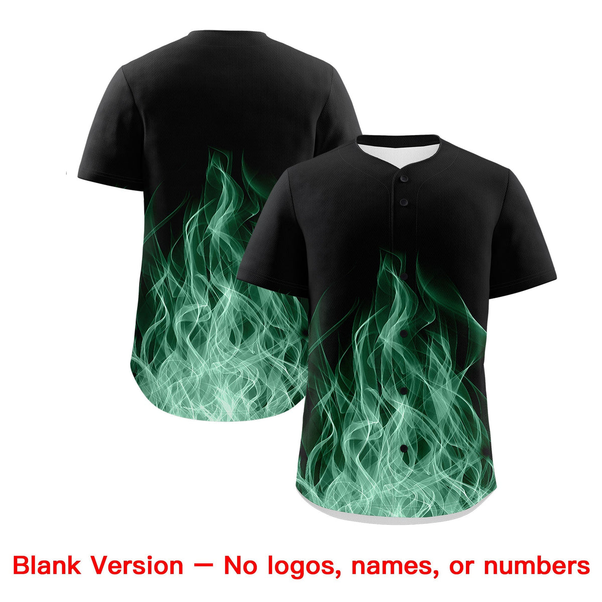 Custom Black Green White Flame Graffiti Pattern Personalization Baseball Jersey| KXKSHOP