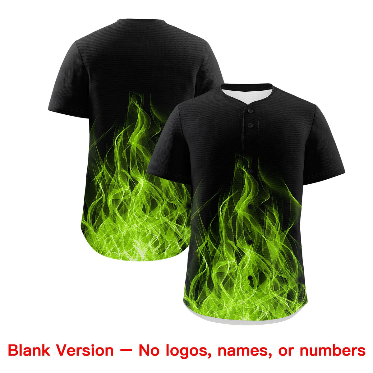 Custom Black Neon Green White Flame Graffiti Pattern Personalization Baseball Jersey| KXKSHOP