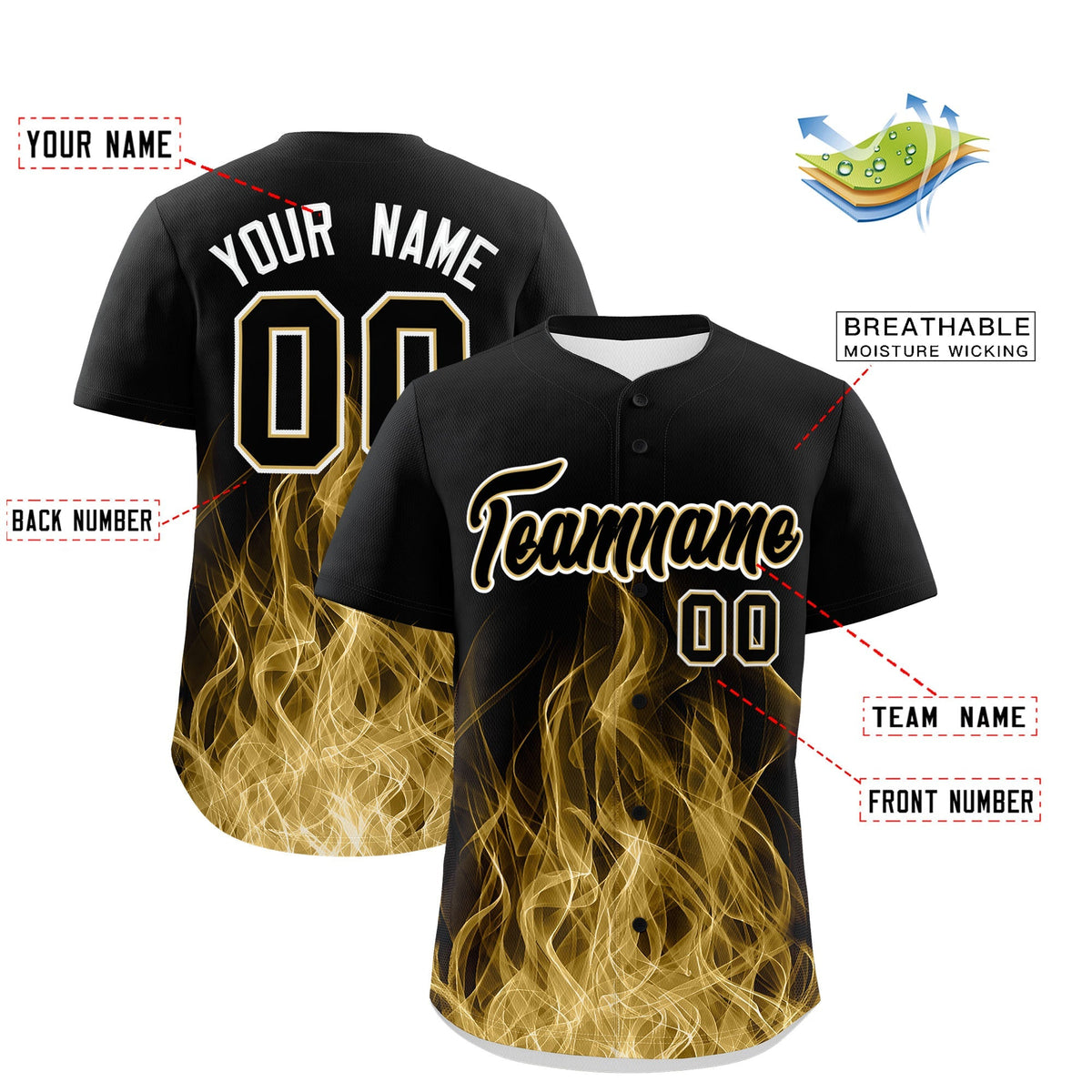 Custom Black Khaki White Flame Graffiti Pattern Personalization Baseball Jersey| KXKSHOP