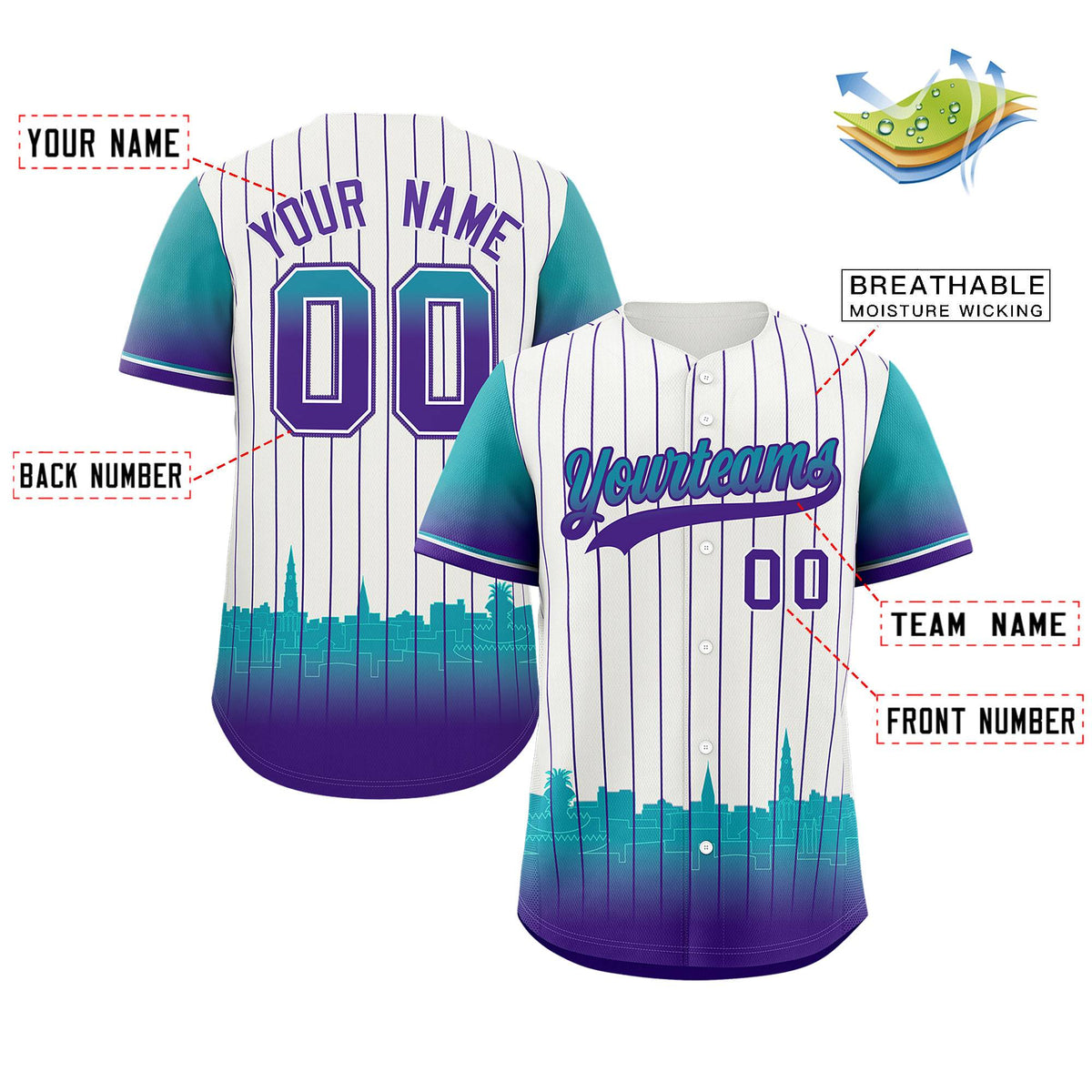 Custom White Charleston.SC City Silhouette Authentic Baseball Jersey| KXKSHOP