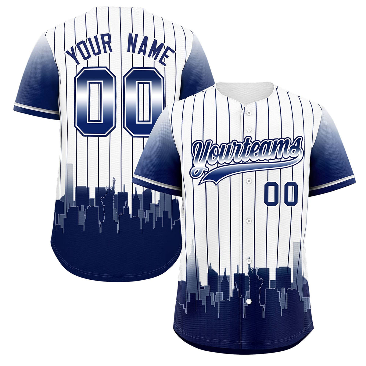 Custom White New York City Silhouette Authentic Baseball Jersey| KXKSHOP
