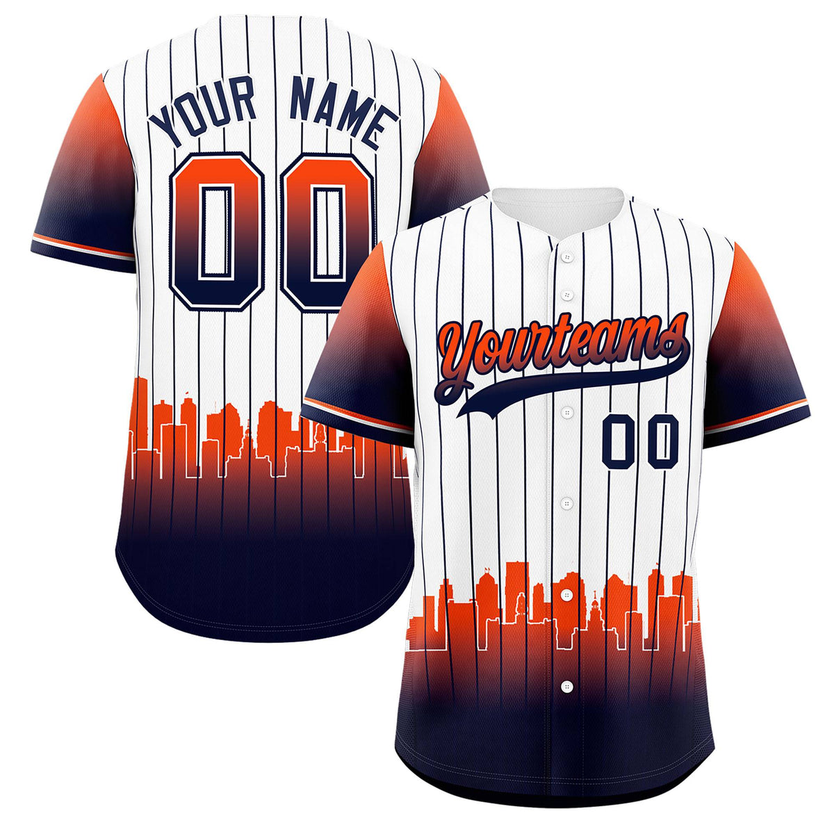 Custom White Detroit City Silhouette Authentic Baseball Jersey| KXKSHOP