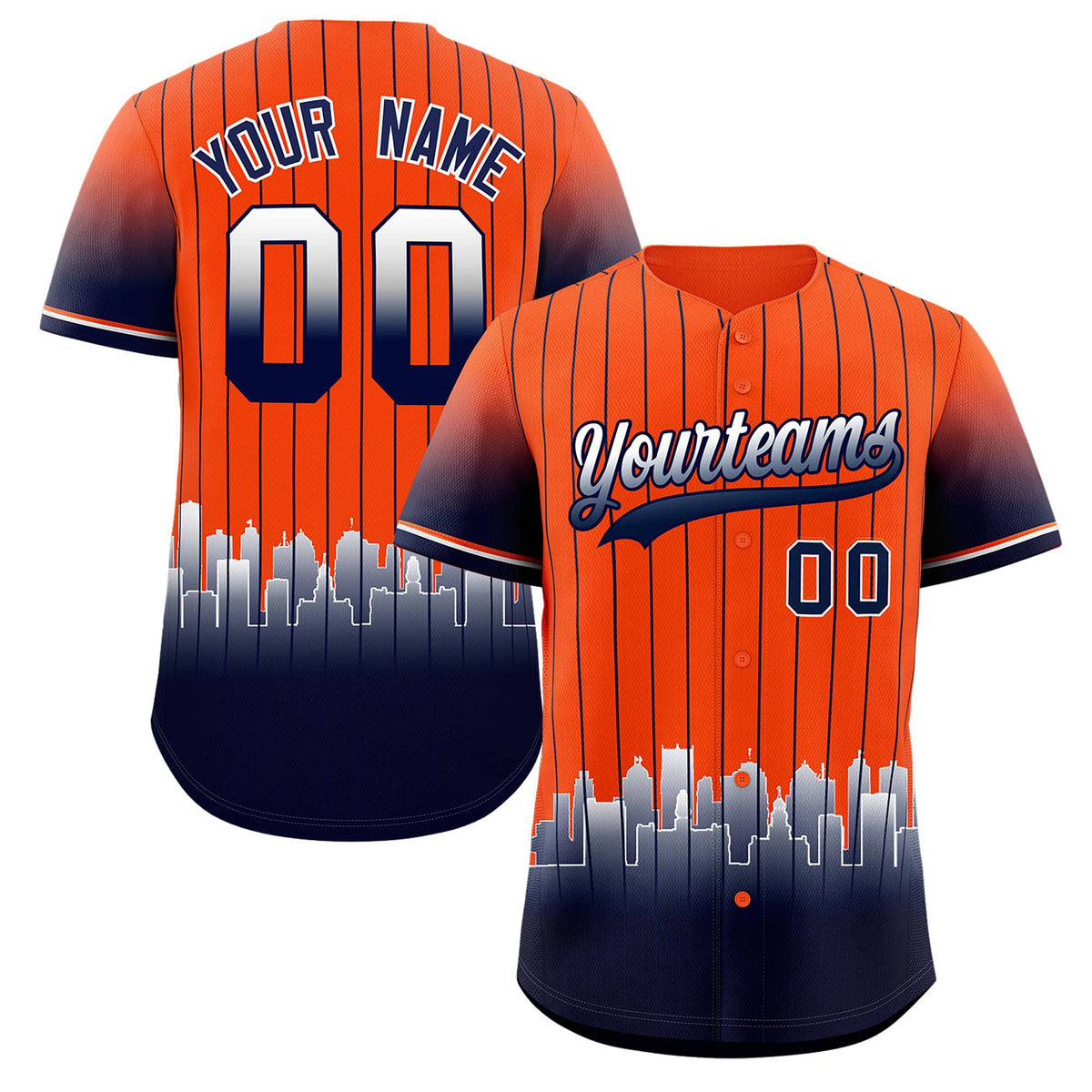 Custom Orange Detroit City Silhouette Authentic Baseball Jersey| KXKSHOP