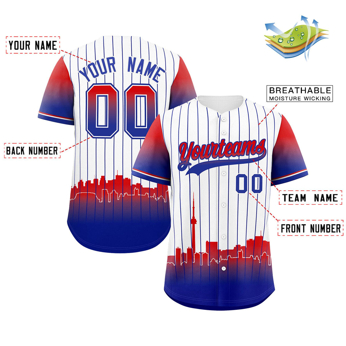 Custom White Toronto City Silhouette Authentic Baseball Jersey| KXKSHOP