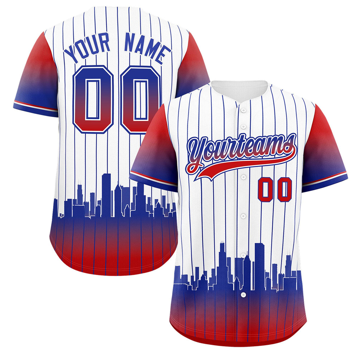 Custom White Chicago City Silhouette Authentic Baseball Jersey| KXKSHOP