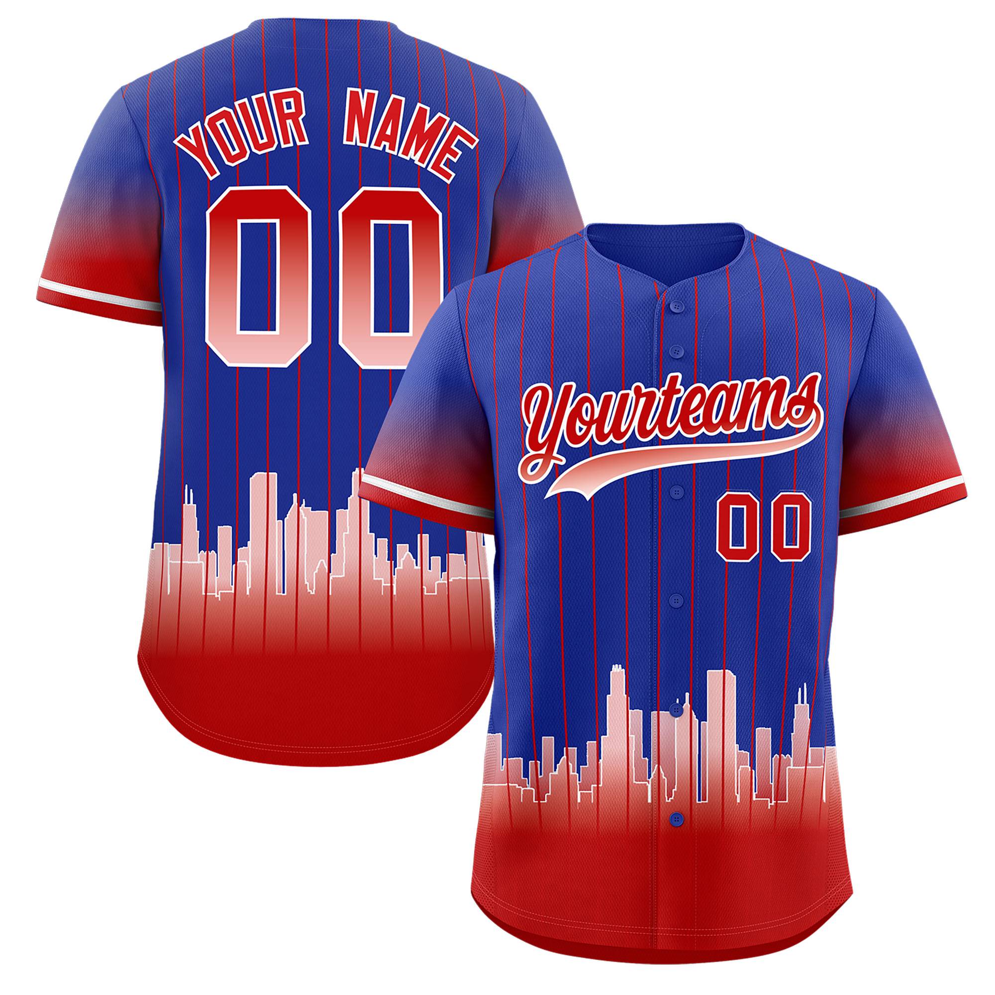 Custom Royal Chicago City Silhouette Authentic Baseball Jersey| KXKSHOP