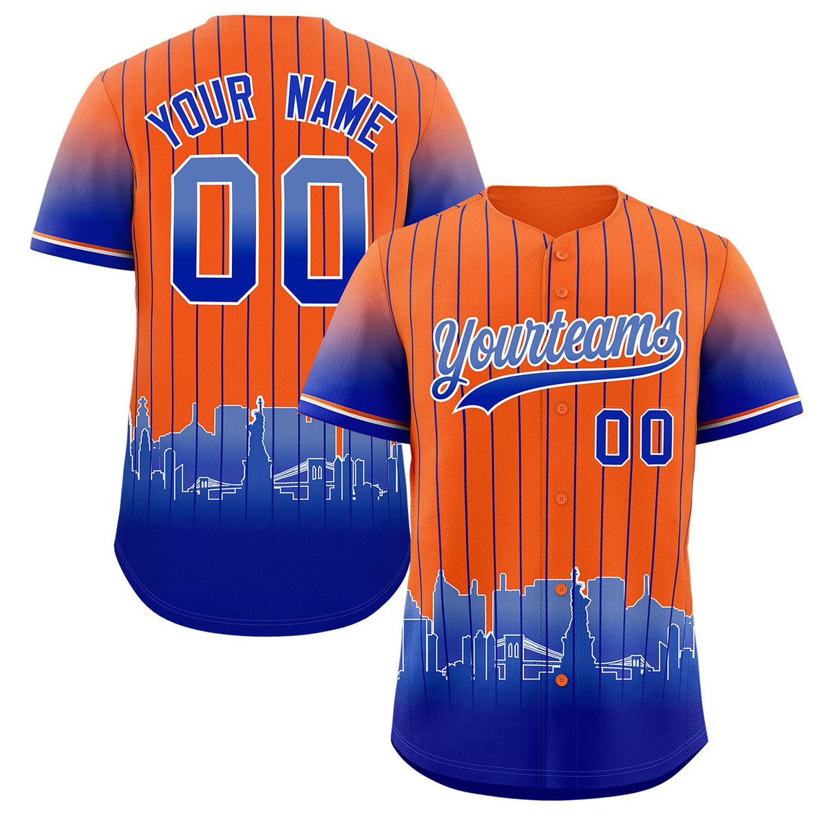 Custom Orange New York City Silhouette Authentic Baseball Jersey| KXKSHOP