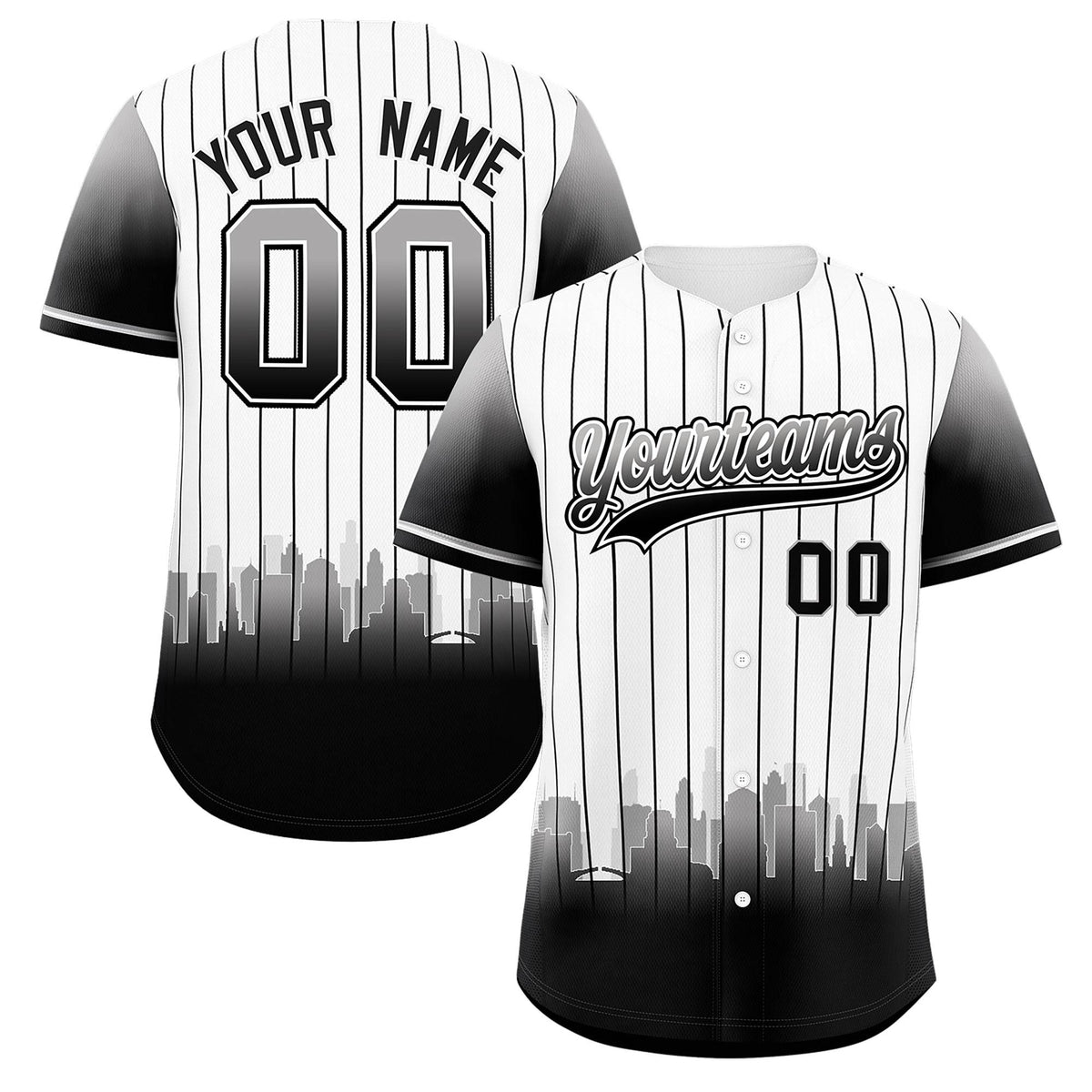 Custom White Chicago City Silhouette Authentic Baseball Jersey| KXKSHOP