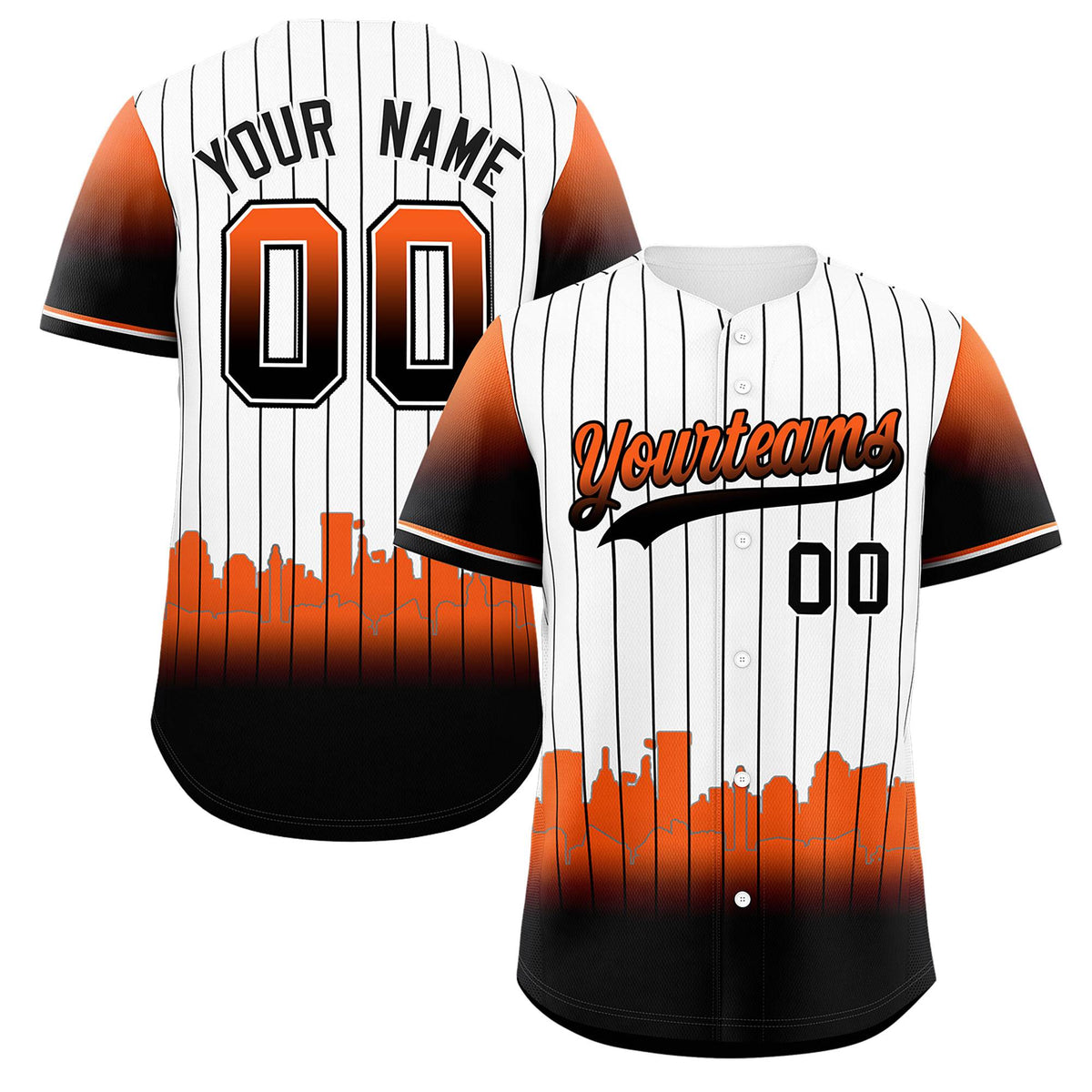 Custom White Baltimore City Silhouette Authentic Baseball Jersey| KXKSHOP