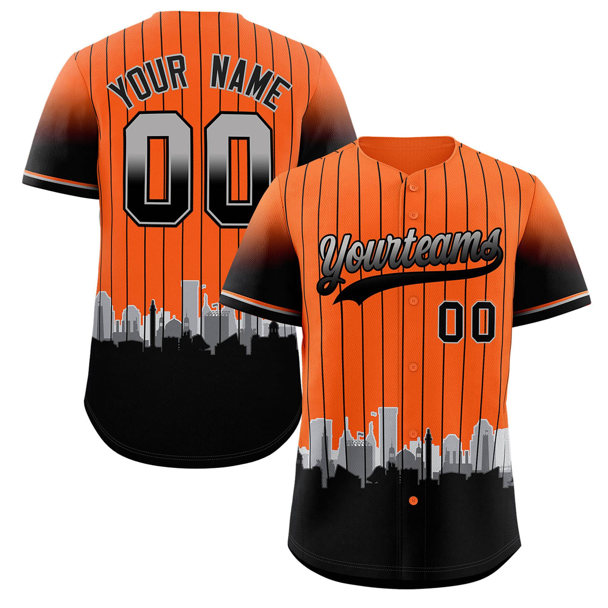Custom Orange Baltimore City Silhouette Authentic Baseball Jersey| KXKSHOP