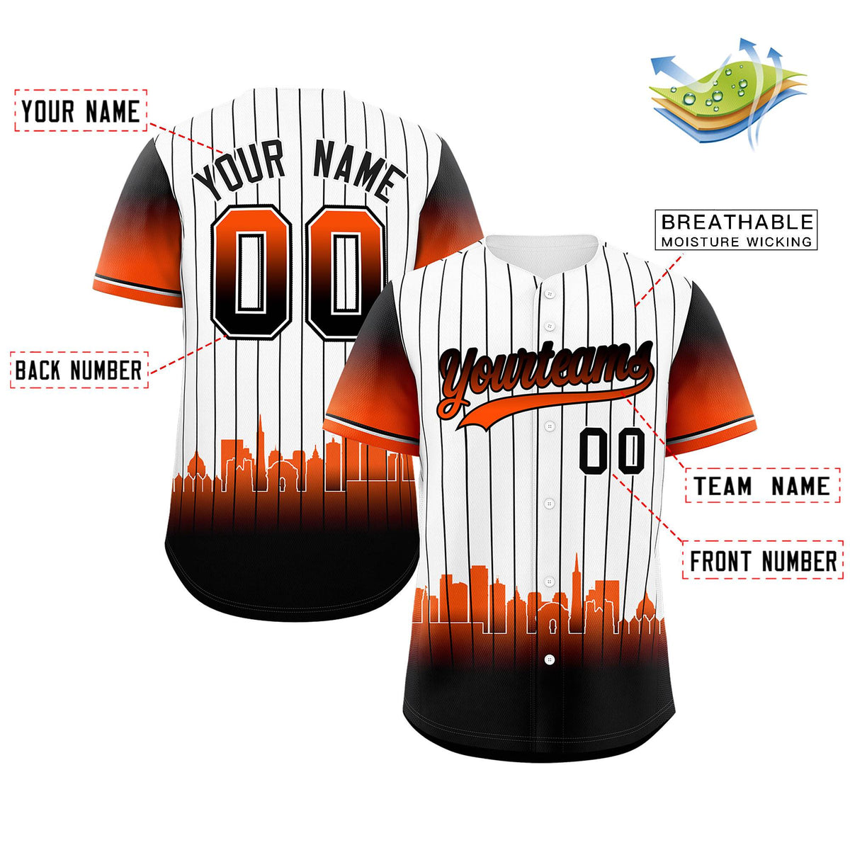 Custom White San-Francisco City Silhouette Authentic Baseball Jersey| KXKSHOP