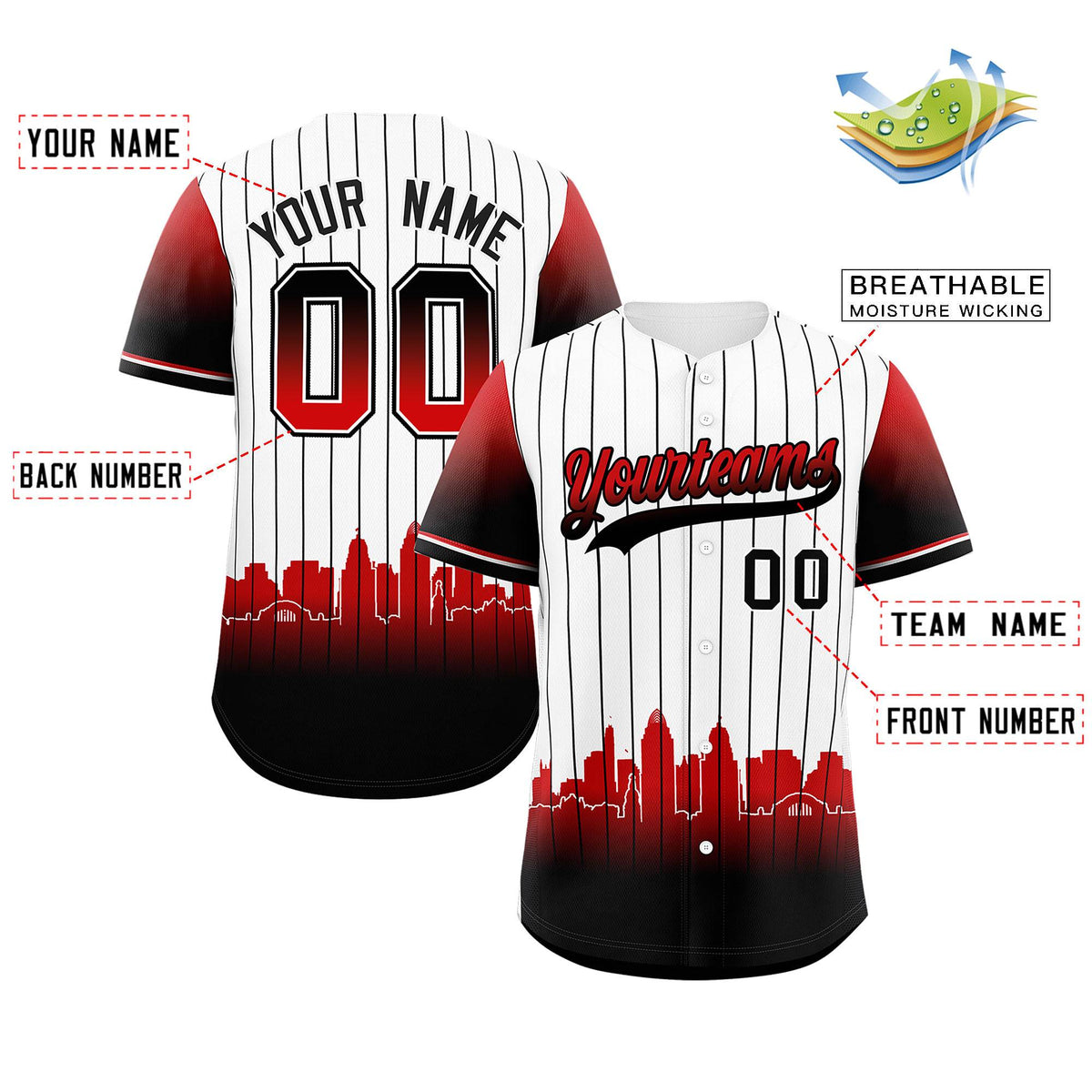 Custom White Cincinnati City Silhouette Authentic Baseball Jersey| KXKSHOP