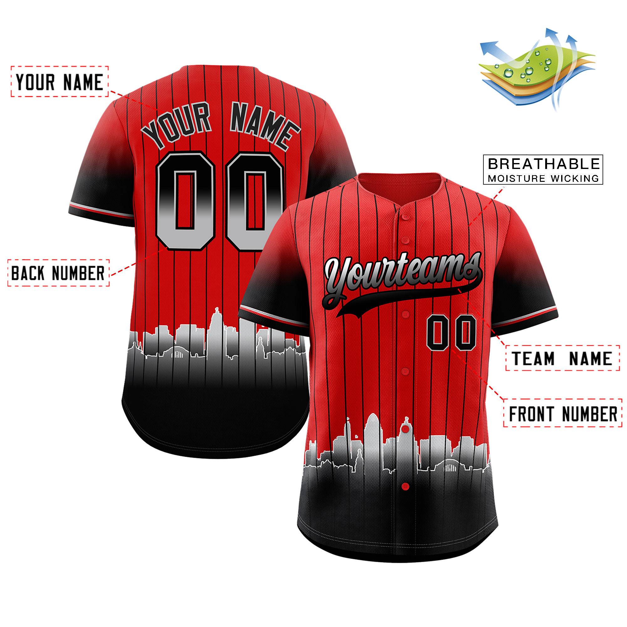 Custom Red Cincinnati City Silhouette Authentic Baseball Jersey| KXKSHOP