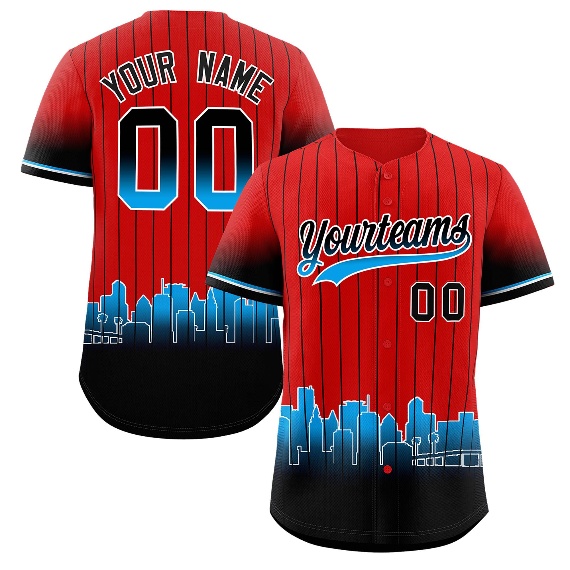 Custom Red Miami City Silhouette Authentic Baseball Jersey| KXKSHOP