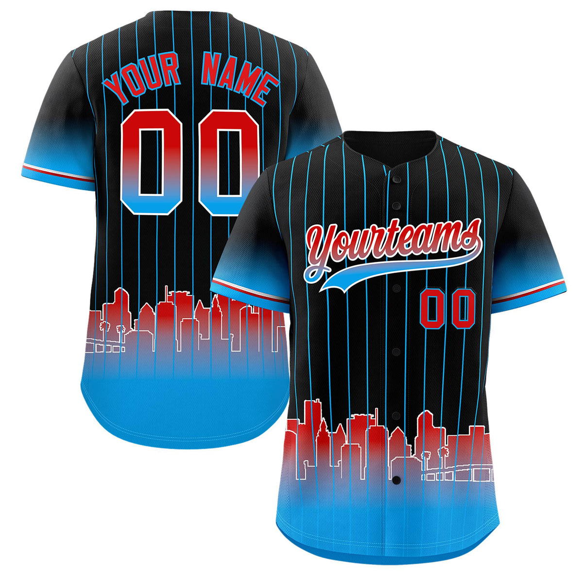 Custom Black Miami City Silhouette Authentic Baseball Jersey| KXKSHOP