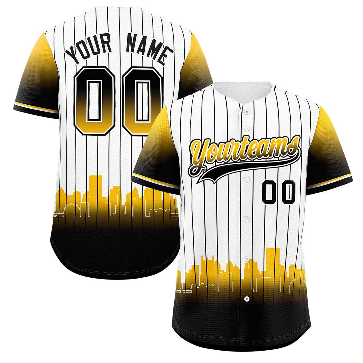 Custom White Pittsburgh City Silhouette Authentic Baseball Jersey| KXKSHOP