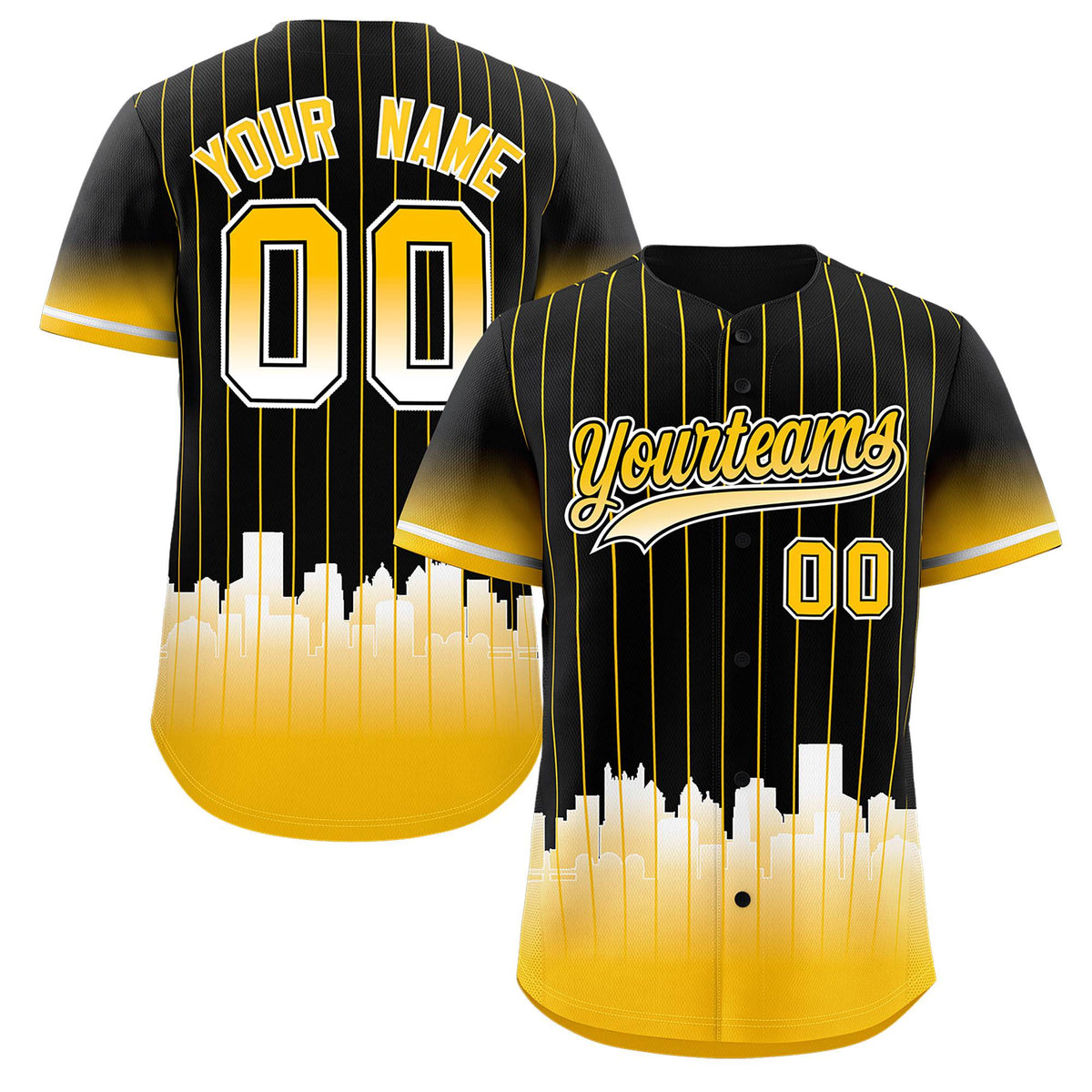 Custom Black Pittsburgh City Silhouette Authentic Baseball Jersey| KXKSHOP