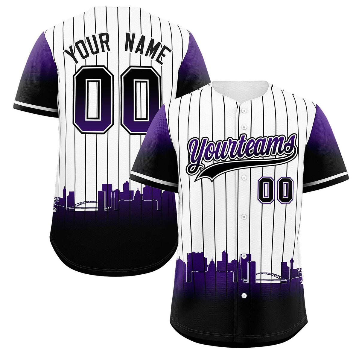 Custom White Denver City Silhouette Authentic Baseball Jersey| KXKSHOP