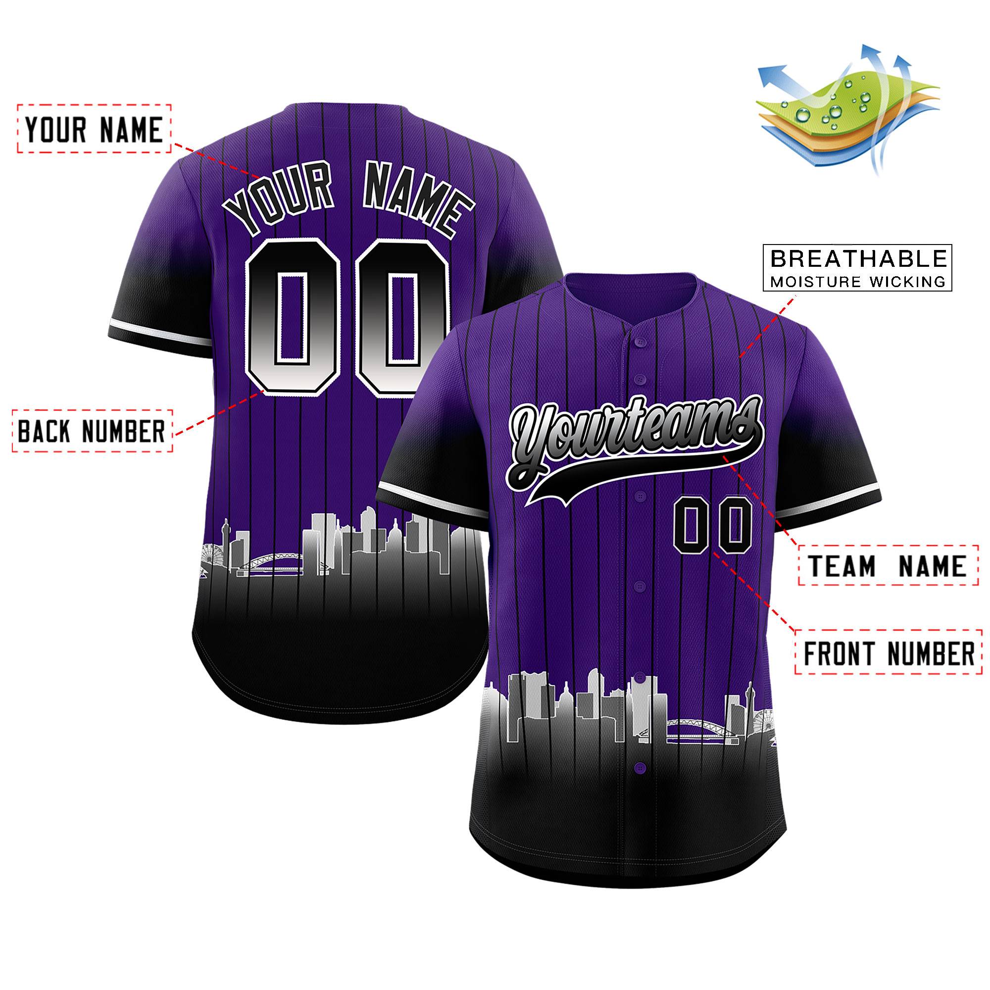 Custom Purple Denver City Silhouette Authentic Baseball Jersey| KXKSHOP
