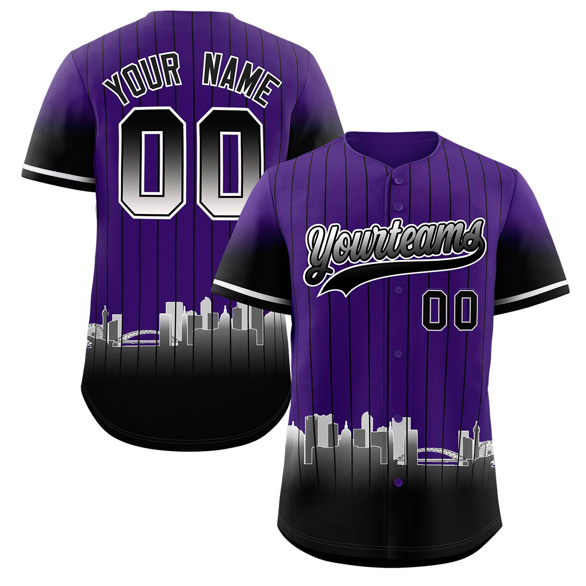Custom Purple Denver City Silhouette Authentic Baseball Jersey| KXKSHOP
