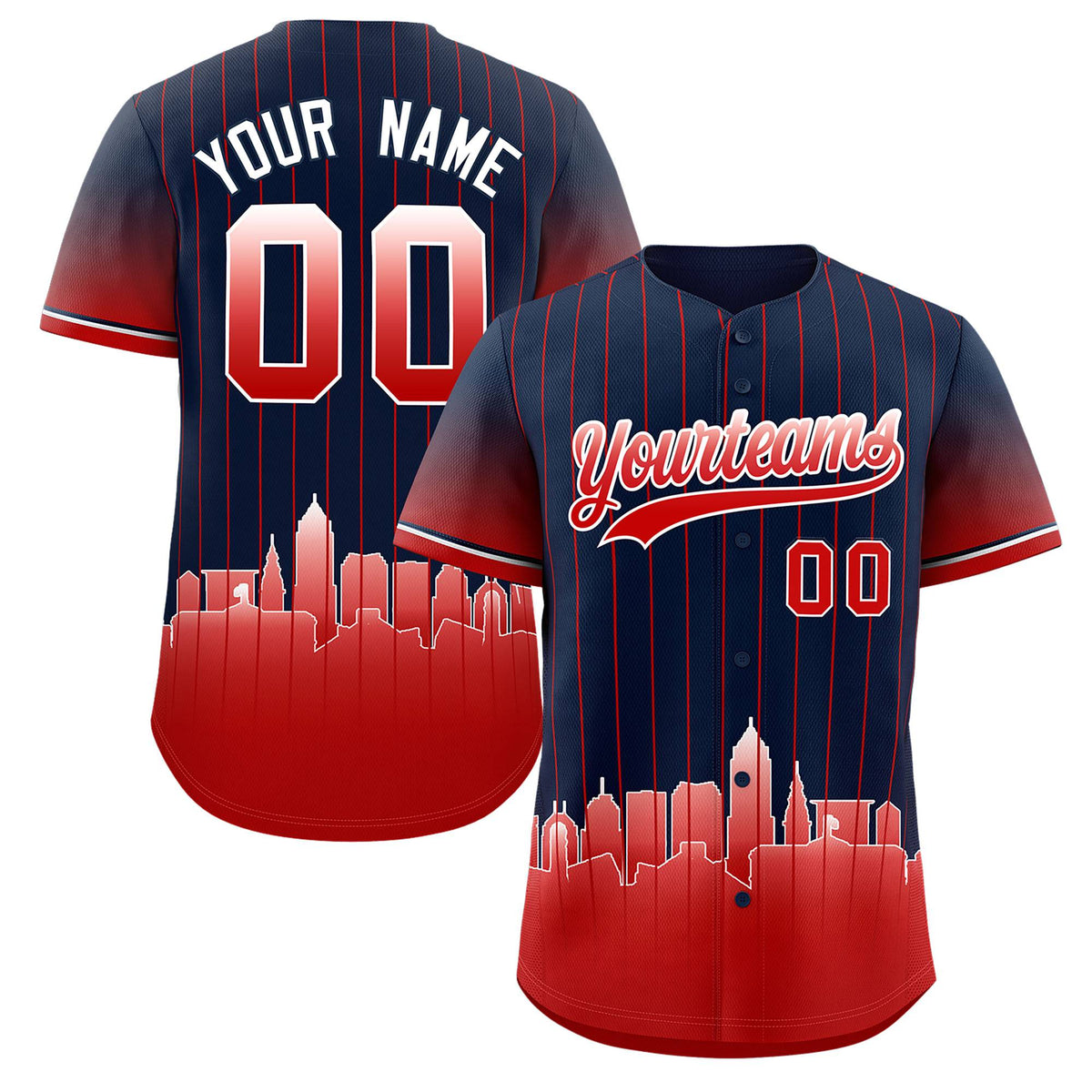 Custom Navy Cleveland City Silhouette Authentic Baseball Jersey| KXKSHOP