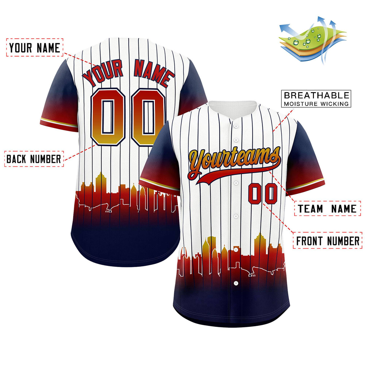 Custom White Atlanta City Silhouette Authentic Baseball Jersey| KXKSHOP