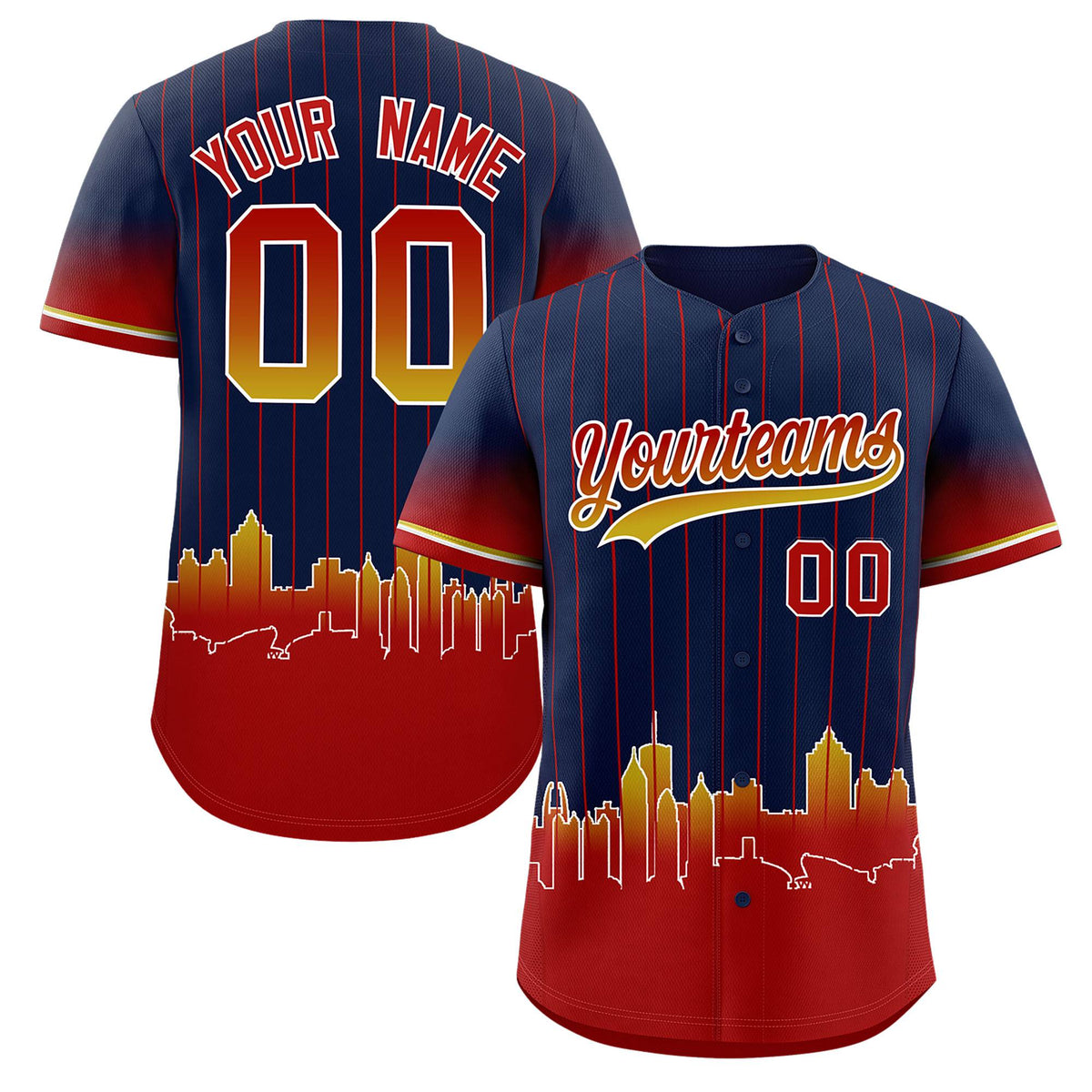 Custom Navy Atlanta City Silhouette Authentic Baseball Jersey| KXKSHOP