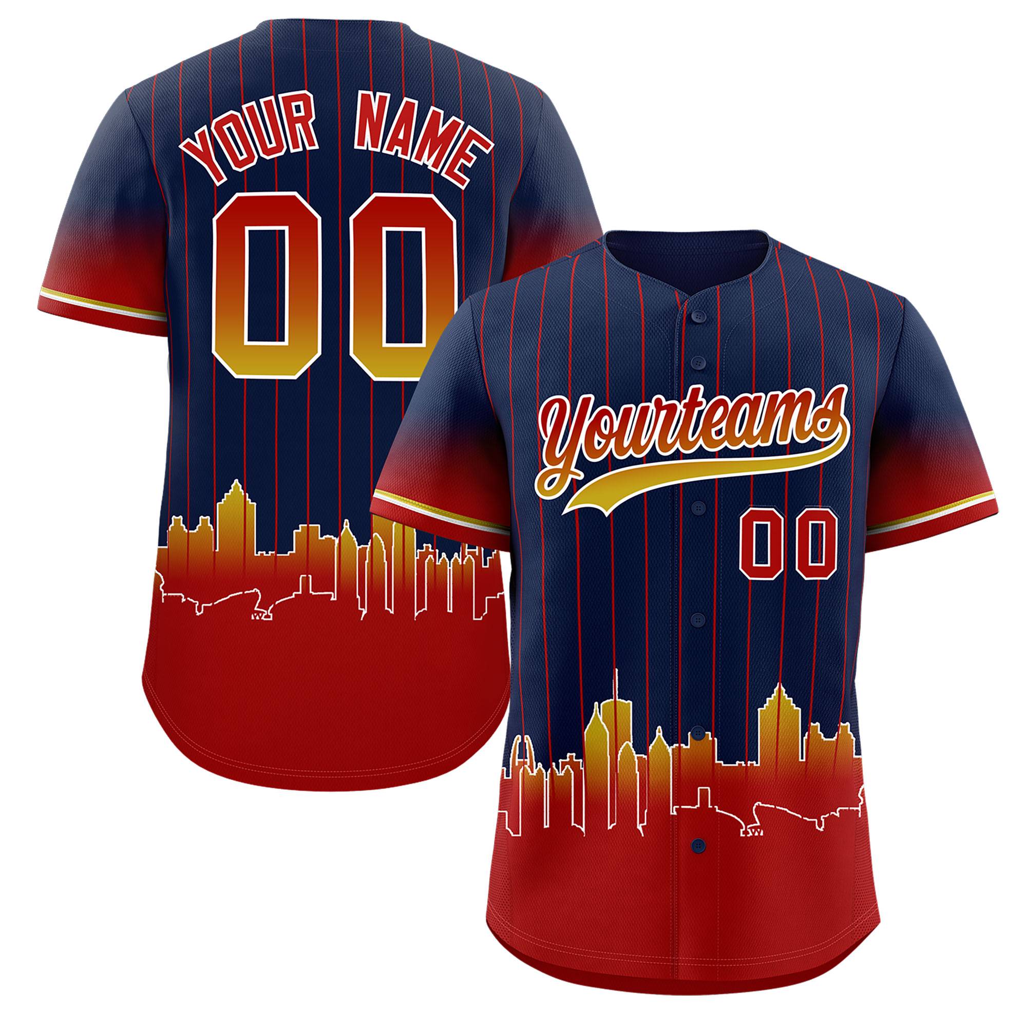 Custom Navy Atlanta City Silhouette Authentic Baseball Jersey| KXKSHOP