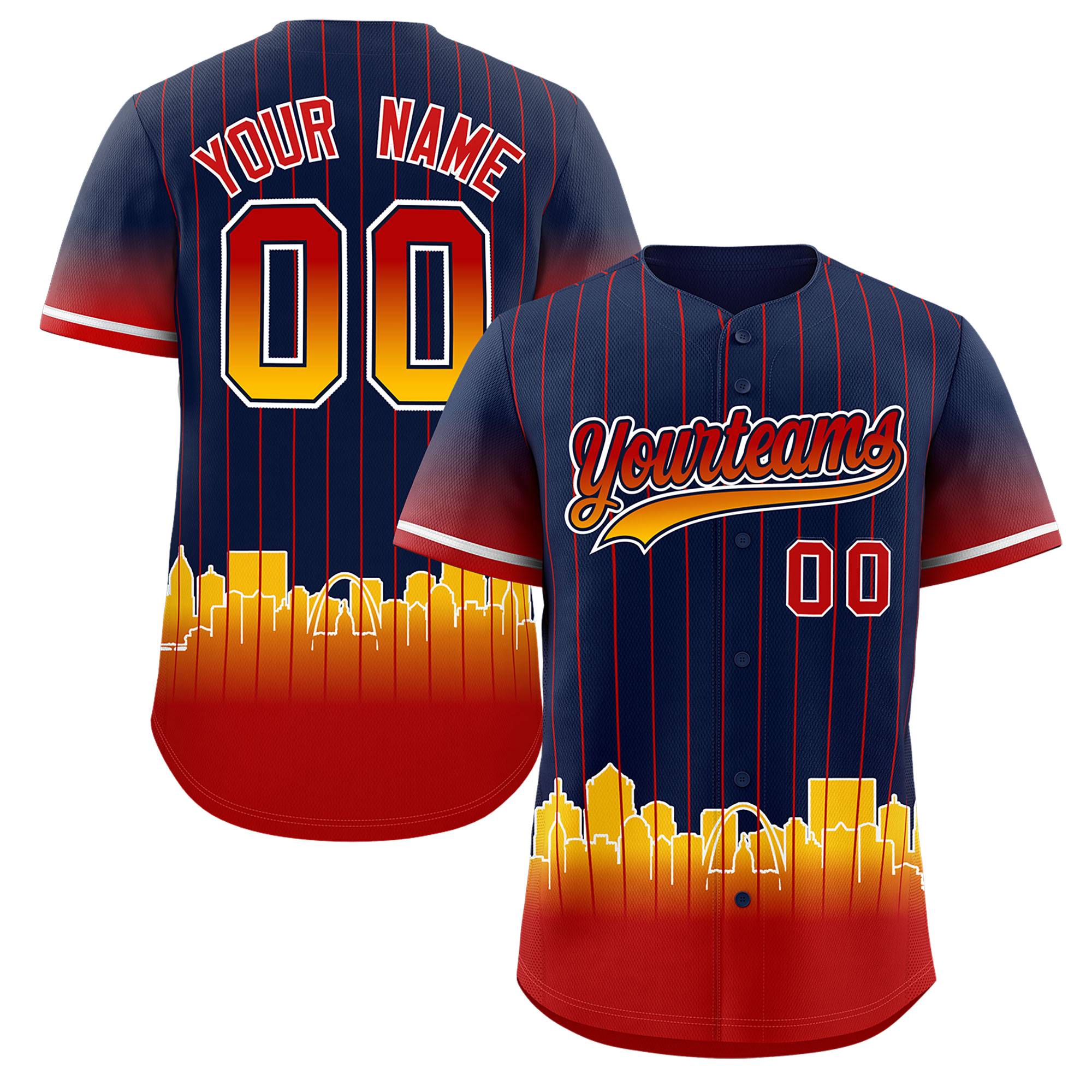 Custom Navy St. Louis City Silhouette Authentic Baseball Jersey| KXKSHOP